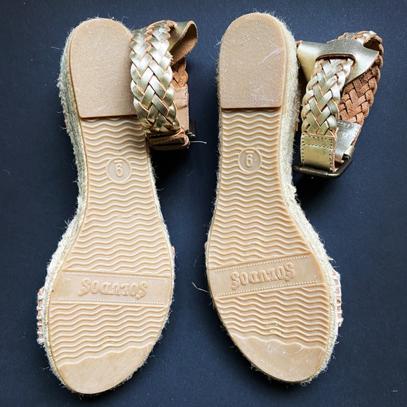 SOLUDOS WOVEN BRAIDED LEATHER JUTE WEDGE ESPADRILLE / SZ 9 - Picture 2 of 5